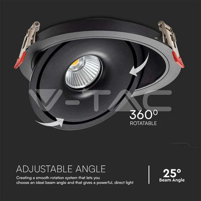 V-TAC VT-10582 30W LED COB Луна 3 в 1 Черно Тяло