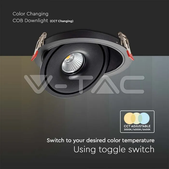 V-TAC VT-10582 30W LED COB Луна 3 в 1 Черно Тяло