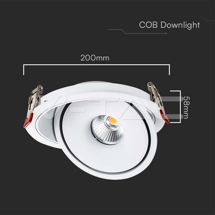 V-TAC VT-10583 30W LED COB Луна 3 в 1 Бяло Тяло