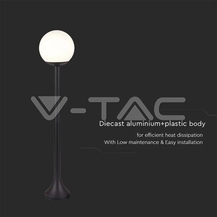 V-TAC VT-11827 Наземна Лампа Топка 1*27 Черен Опал