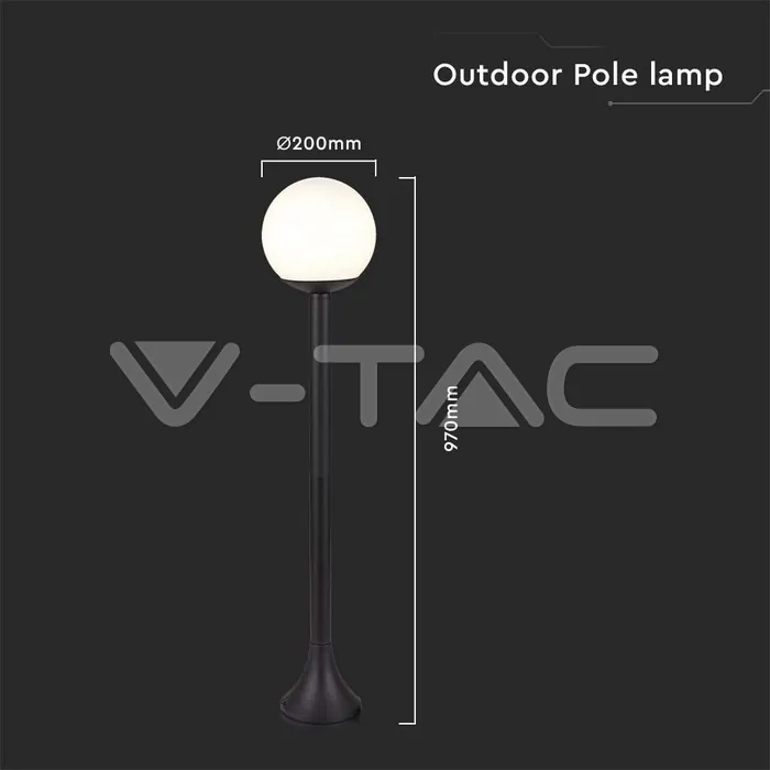 V-TAC VT-11827 Наземна Лампа Топка 1*27 Черен Опал