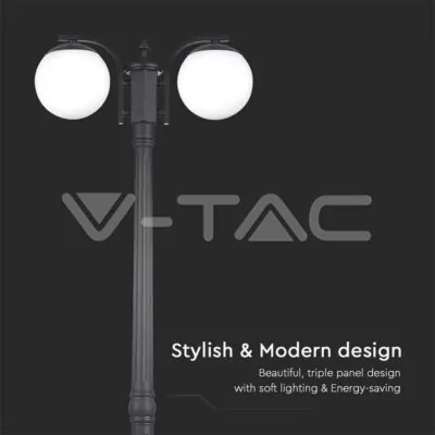 V-TAC VT-11828 Наземна Лампа Топка 2*27 Черен Опал