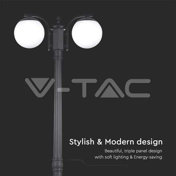 V-TAC VT-11828 Наземна Лампа Топка 2*27 Черен Опал