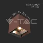V-TAC VT-11888 9W COB LED Соларна Стенна Батерия 1x2600mAh 16ч. 3000K Corten Тяло IP65