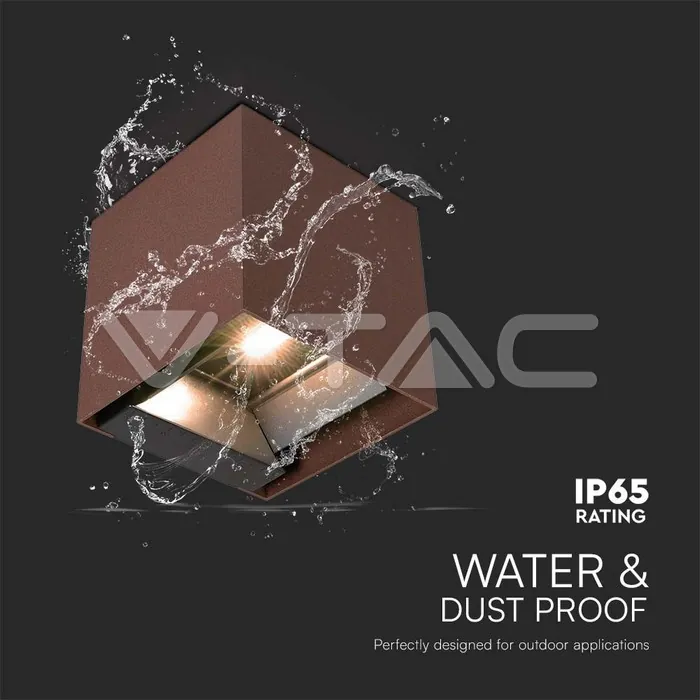 V-TAC VT-11888 9W COB LED Соларна Стенна Батерия 1x2600mAh 16ч. 3000K Corten Тяло IP65