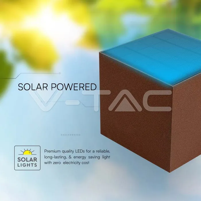 V-TAC VT-11888 9W COB LED Соларна Стенна Батерия 1x2600mAh 16ч. 3000K Corten Тяло IP65