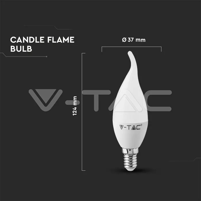 V-TAC VT-118 LED Крушка SAMSUNG Чип 5.5W E14 Кендъл Пламък 4000K
