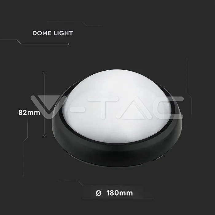 V-TAC VT-1262 8W Плафониера Кръг Черно Тяло 3000K IP66