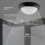 V-TAC VT-1262 8W Плафониера Кръг Черно Тяло 3000K IP66