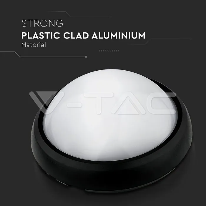 V-TAC VT-1262 8W Плафониера Кръг Черно Тяло 3000K IP66