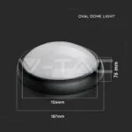V-TAC VT-1268 8W Плафон Овал Черно Тяло 6400K IP66