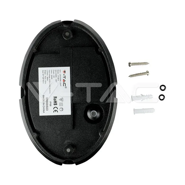V-TAC VT-1268 8W Плафон Овал Черно Тяло 6400K IP66