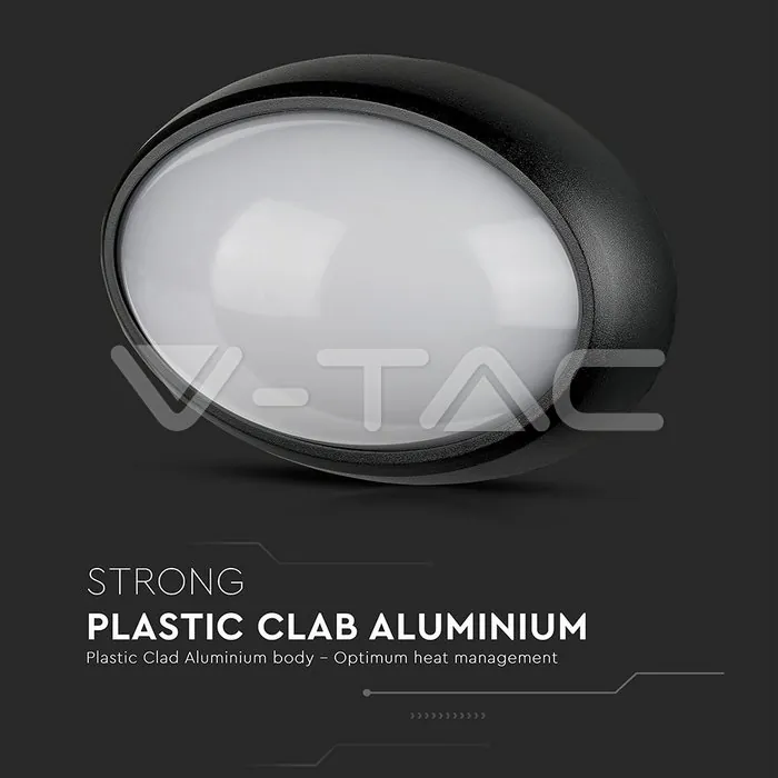 V-TAC VT-1268 8W Плафон Овал Черно Тяло 6400K IP66