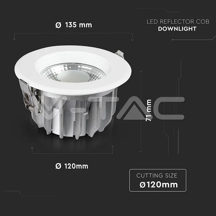 V-TAC VT-1270 10W СОВ Луна Кръгла A++ 120 lm/W Топло Бяла Светлина