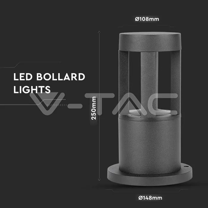 V-TAC VT-128324 10W LED Наземна Лампа Черно Тяло 25см 5000К
