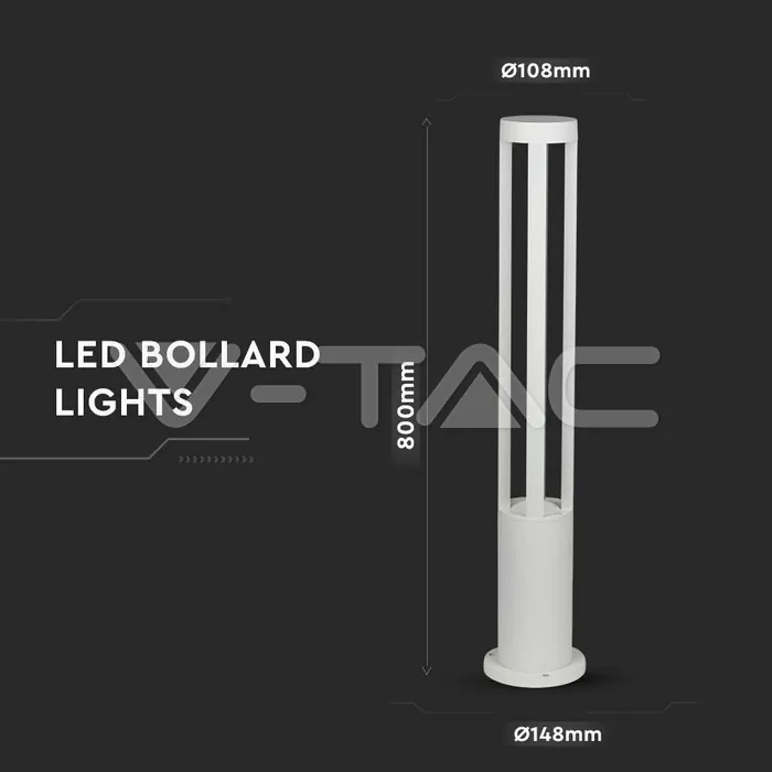 V-TAC VT-128325 10W LED Наземна Лампа Бяло Тяло 80см 3000К