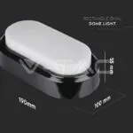 V-TAC VT-1310 8W LED Плафон Правоъгълен Овал Черно Тяло Бяла Светлина IP54