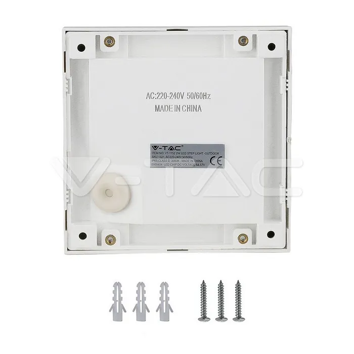 V-TAC VT-1320 2W LED   за Стъпала Бяло Тяло Квадрат Неутрално Бяла Светлина