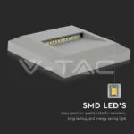 V-TAC VT-1324 2W LED   за Стъпала Сиво Тяло Квадрат Неутрално Бяла Светлина