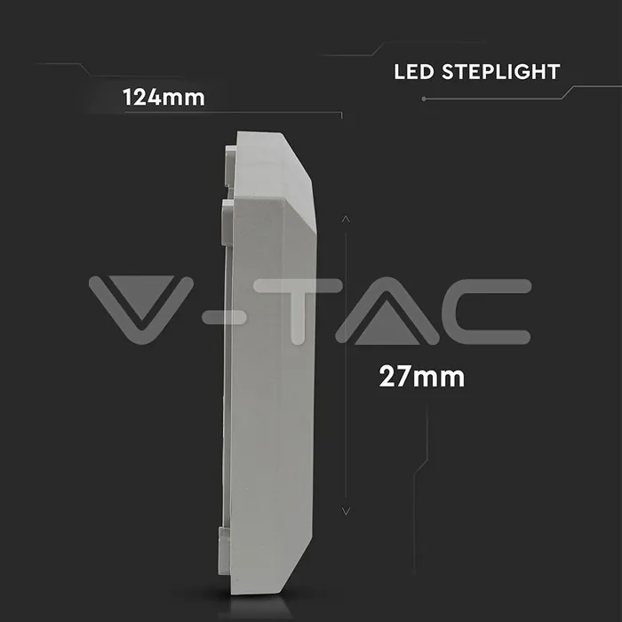 V-TAC VT-1324 2W LED   за Стъпала Сиво Тяло Квадрат Неутрално Бяла Светлина