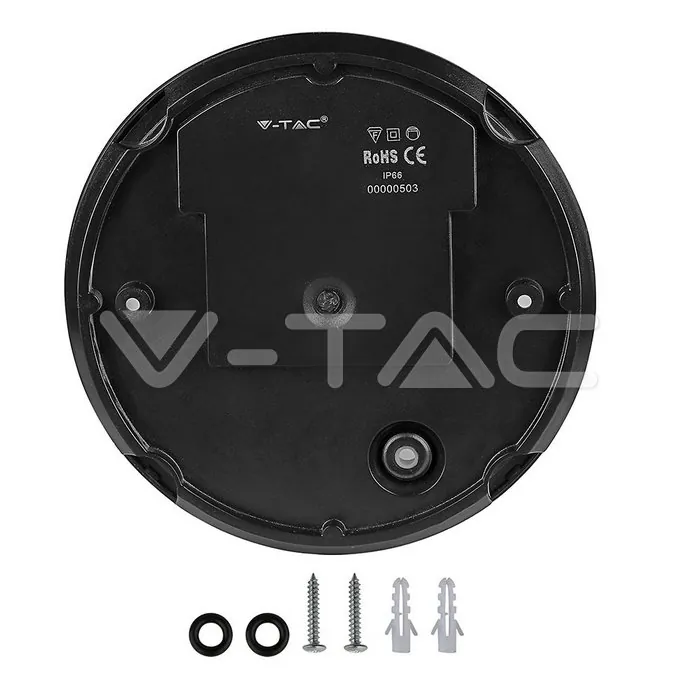 V-TAC VT-1349 12W LED Плафон Черно Тяло Топло Бяла Светлина IP65