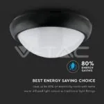 V-TAC VT-1349 12W LED Плафон Черно Тяло Топло Бяла Светлина IP65