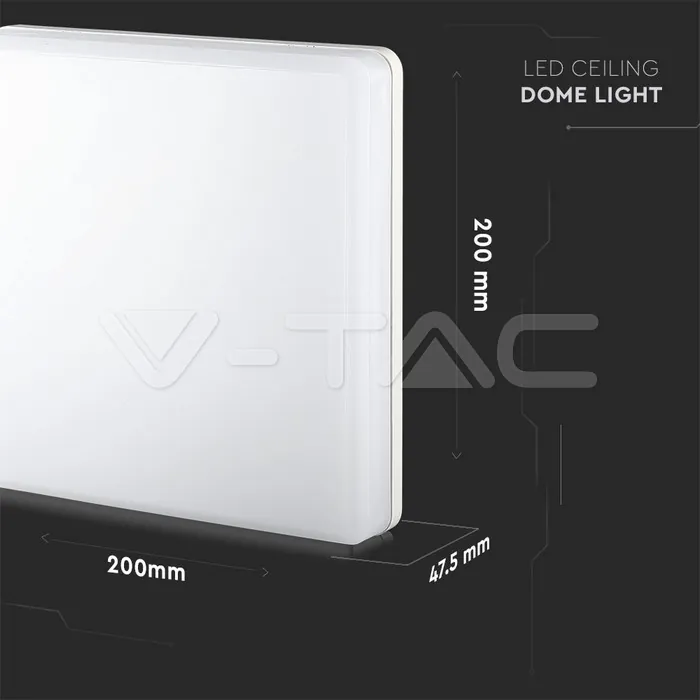 V-TAC VT-55679 15W LED Плафон SAMSUNG Чип Frameless Квадрат 4000K IP44 100lm/W