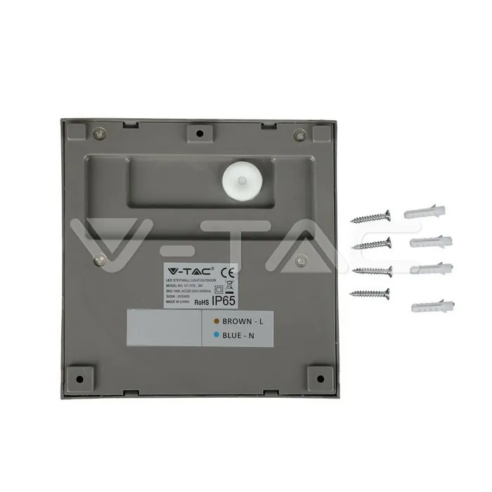 V-TAC VT-1400 3W LED   за Стъпала Сиво Тяло Квадрат Топло Бяла Светлина