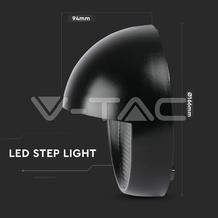 V-TAC VT-1404 3W LED   за Стъпала Черно Тяло Кръг Топло Бяла Светлина