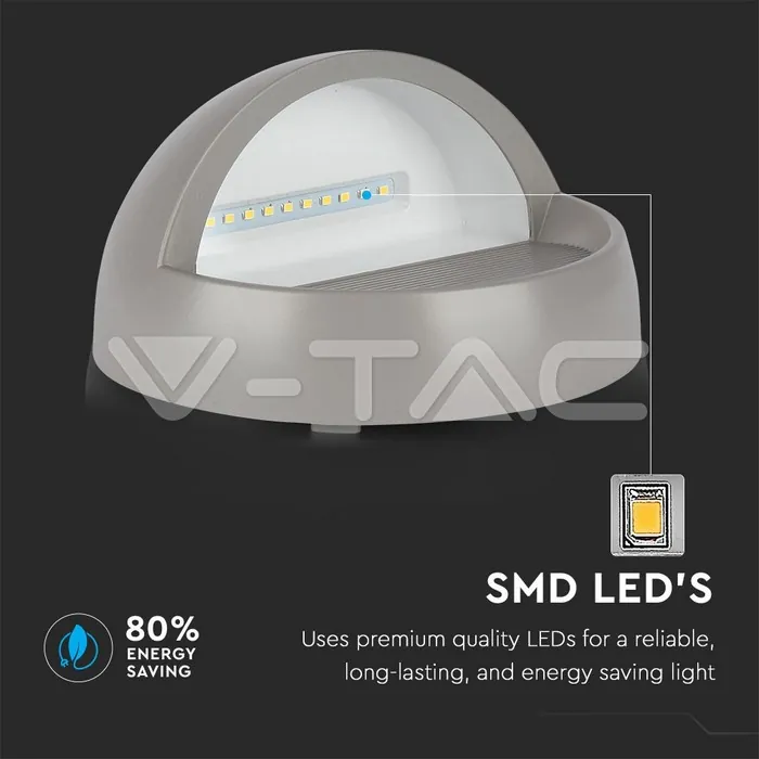 V-TAC VT-1407 3W LED   за Стъпала Сиво Тяло Кръг Неутрално Бяла Светлина