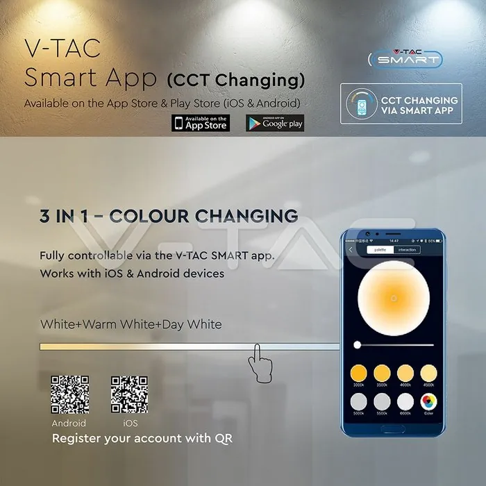 V-TAC VT-1424 10W LED Луна Bluetooth Пожароустойчива Димираща IP65
