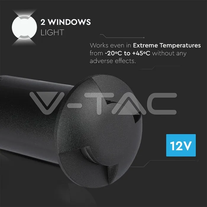 V-TAC VT-1468 1W LED Осветител за Стъпала Черен Двупосочен 6500K