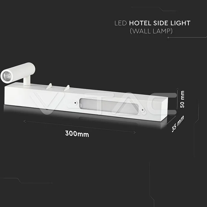 V-TAC VT-1488 3W+3W LED Стенна Лампа Спалня Бяла 3000K
