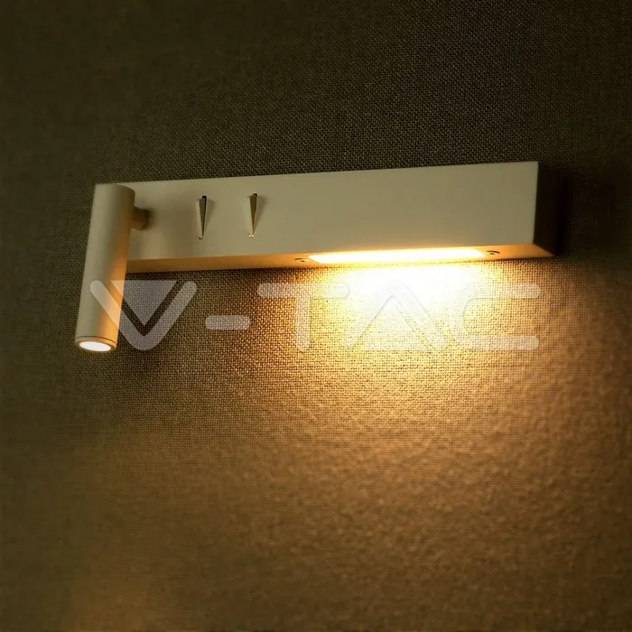 V-TAC VT-1488 3W+3W LED Стенна Лампа Спалня Бяла 3000K