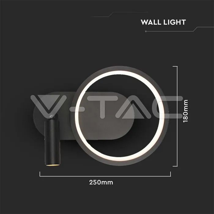 V-TAC VT-14981 LED Осветител 14W Хотел Аплик Черен 3000K