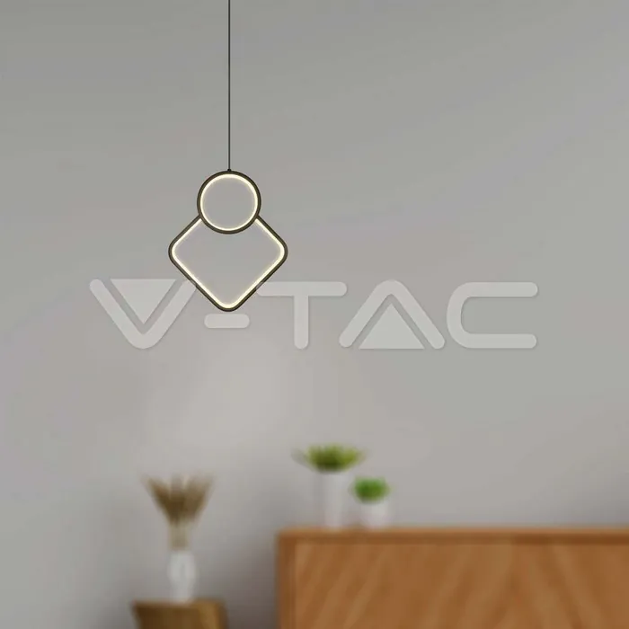 V-TAC VT-14998 LED Осветител 12W Висящ Геометрик 280 x 1800мм Черен 3000К