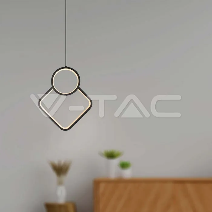 V-TAC VT-14999 LED Осветител 12W Висящ Геометрик 280 x 1800мм Черен 4000К