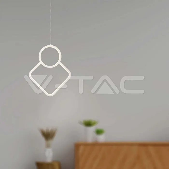 V-TAC VT-15338 LED Осветител 12W Висящ Геометрик 280 x 1800мм Бял 4000К