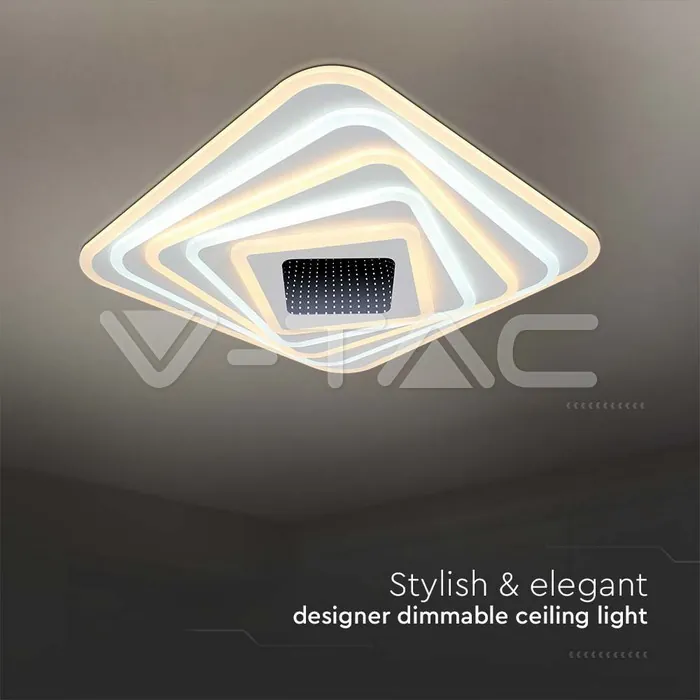 V-TAC VT-15356 150W LED Осветител За Таван (50*50*7CM) CCT: 3000K+6000K Димираща + Дистанционно