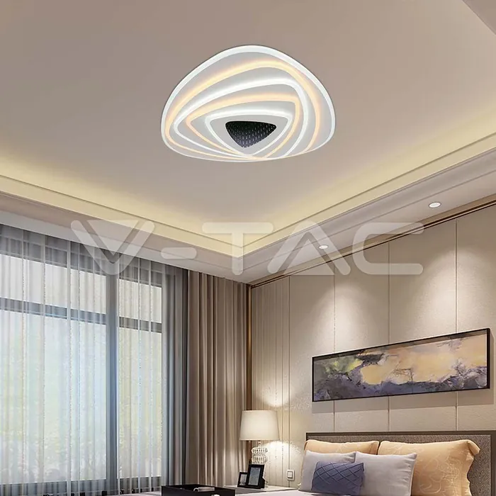 V-TAC VT-15357 120W LED Осветител За Таван (51*50*7CM) CCT: 3000K+6000K Димираща + Дистанционно