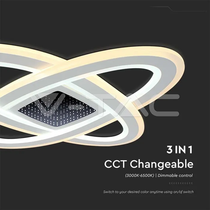 V-TAC VT-15360 130W LED Осветител За Таван (50*50*5CM) CCT: 3000K+6000K Димираща + Дистанционно