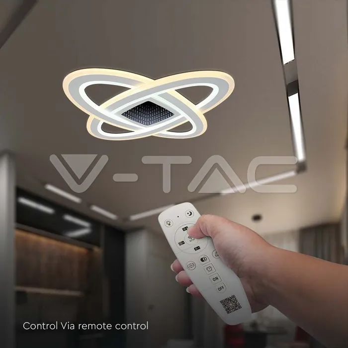 V-TAC VT-15360 130W LED Осветител За Таван (50*50*5CM) CCT: 3000K+6000K Димираща + Дистанционно