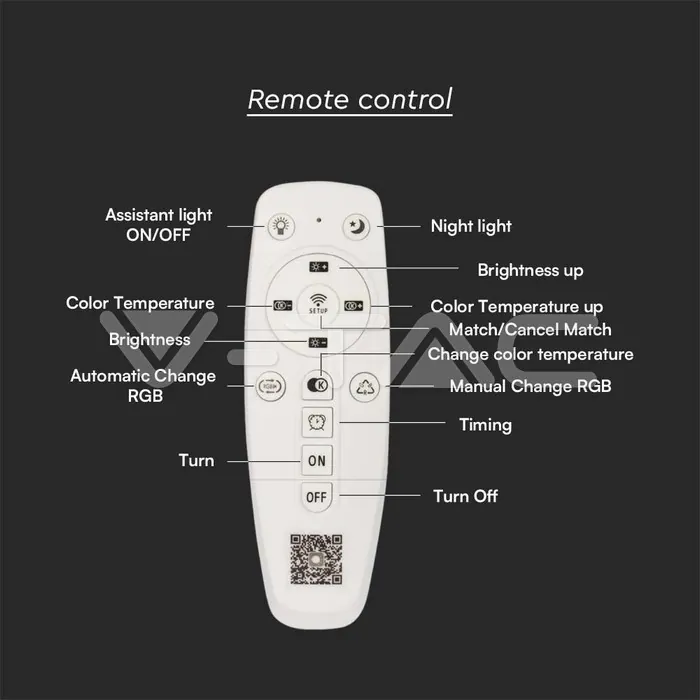 V-TAC VT-15360 130W LED Осветител За Таван (50*50*5CM) CCT: 3000K+6000K Димираща + Дистанционно