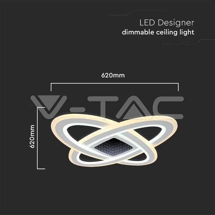 V-TAC VT-15360 130W LED Осветител За Таван (50*50*5CM) CCT: 3000K+6000K Димираща + Дистанционно