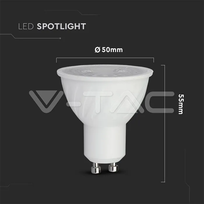 V-TAC VT-191 LED Крушка SAMSUNG Чип 6.5W GU10 38° 6400K