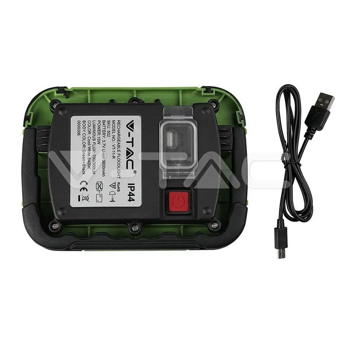 V-TAC VT-20037 10W LED Прожектор SAMSUNG Чип Презаредим USB + SOS Функция IP44 4000K