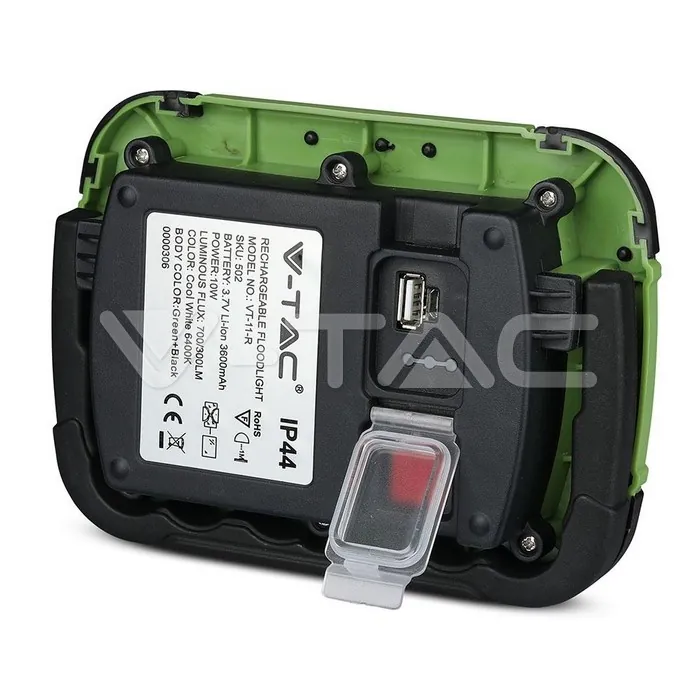 V-TAC VT-20037 10W LED Прожектор SAMSUNG Чип Презаредим USB + SOS Функция IP44 4000K