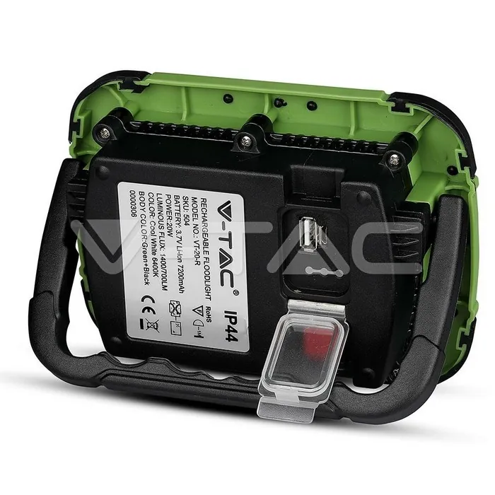 V-TAC VT-20039 20W LED Прожектор SAMSUNG Чип Презаредим USB + SOS Функция IP44 4000K