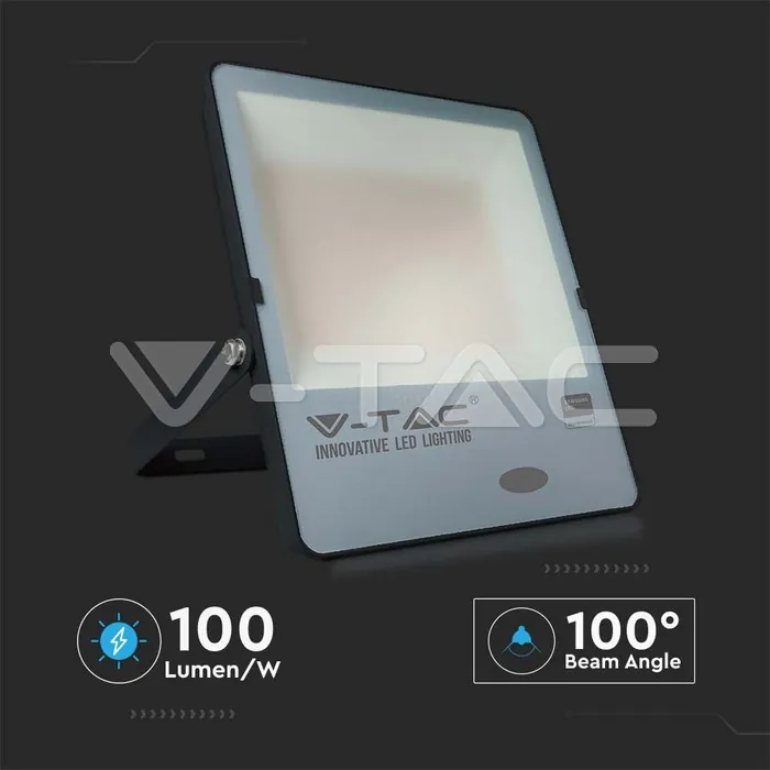 V-TAC VT-20178 150W LED Прожектор Със Светлинен Сензор SAMSUNG Чип Черно Тяло 3000K 100 lm/W