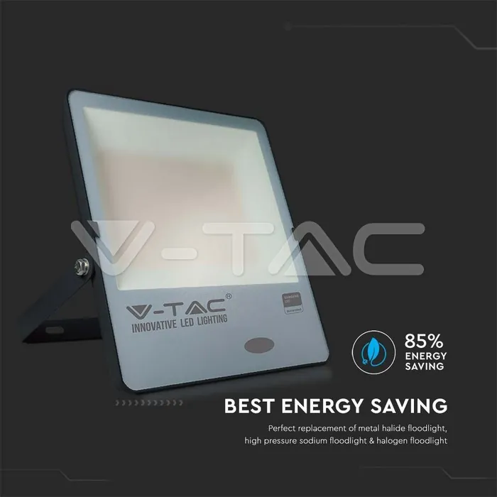 V-TAC VT-20178 150W LED Прожектор Със Светлинен Сензор SAMSUNG Чип Черно Тяло 3000K 100 lm/W
